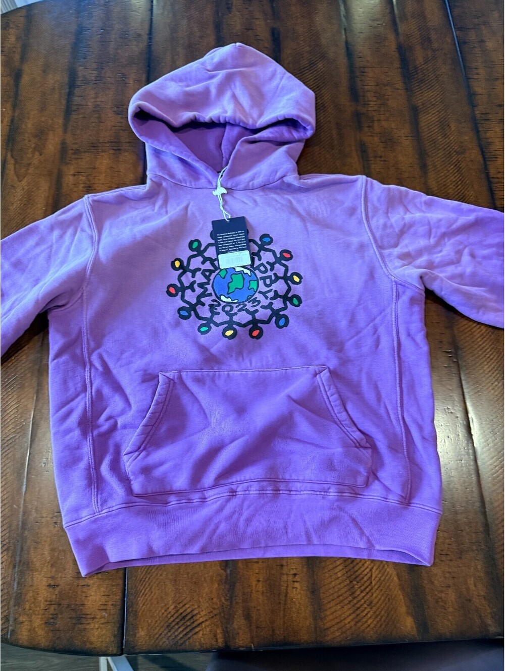 Madhappy 6 Year Fleece Hoodie Plum Small Local Optimist Globe Graphic NWT